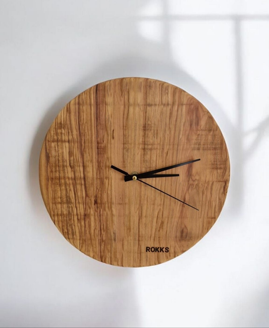 Horloge  ronde en bois d’olivier – ROKKS®