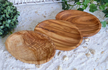 Lot de 3 bols ovales en bois d’olivier – 16 cm
