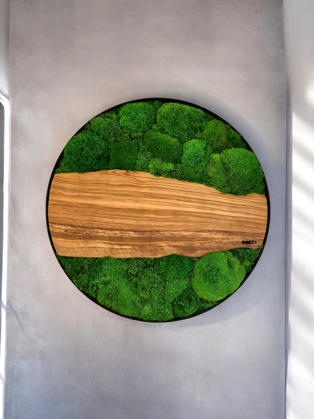 Cadre végétal 60cm avec bois d'olivier et mousse stabilisée