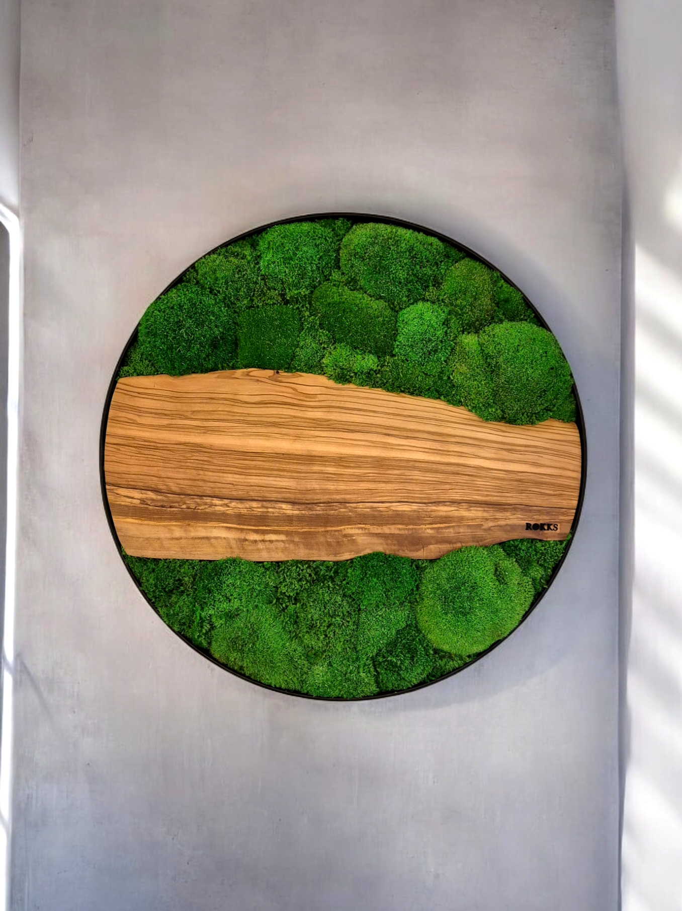 Cadre végétal 60cm avec bois d'olivier et mousse stabilisée